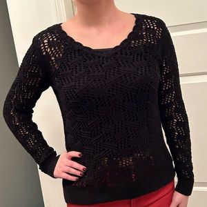 Ann Tylor Loft black open knit sweater size small